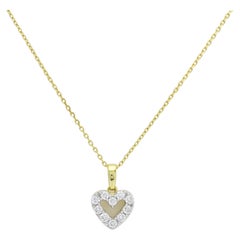Natural Diamond 0.23 carats 18k Yellow Gold Diamond Heart Pendant