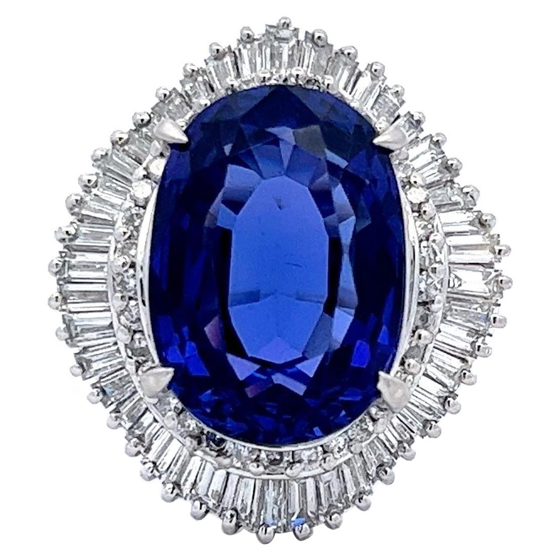 16.2 Carat Tanzanite and Ballerina Diamond Mounting Cocktail Ring For Sale
