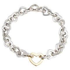 Retired Tiffany & Co Heart Bracelet Sterling Silver 18k Gold circa 2000 Jewelry