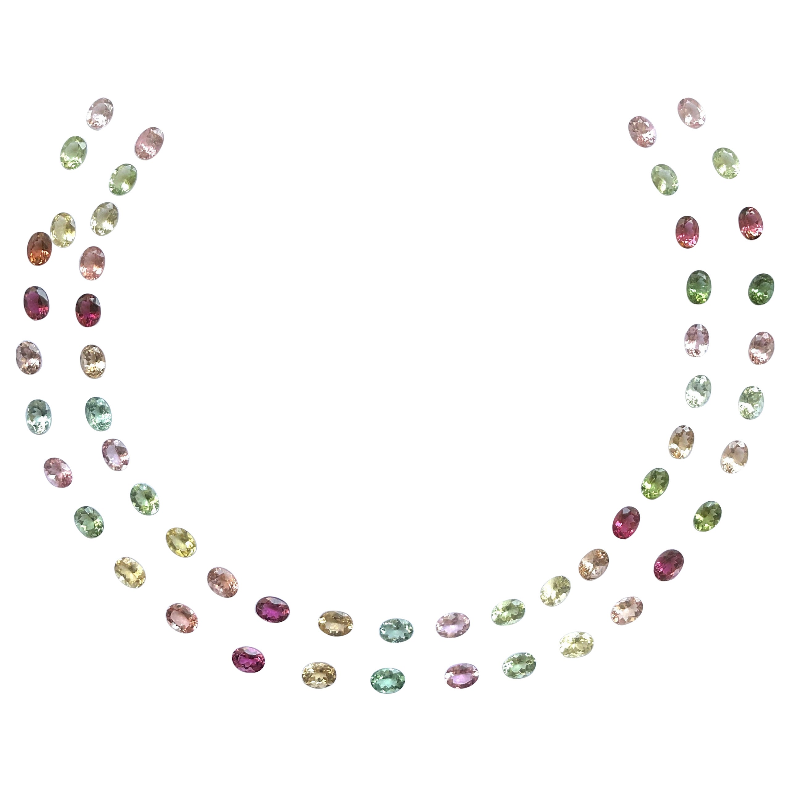 43.20 Carats Oval Tourmaline Layout Suite Faceted Cutstones Natural Gemstone