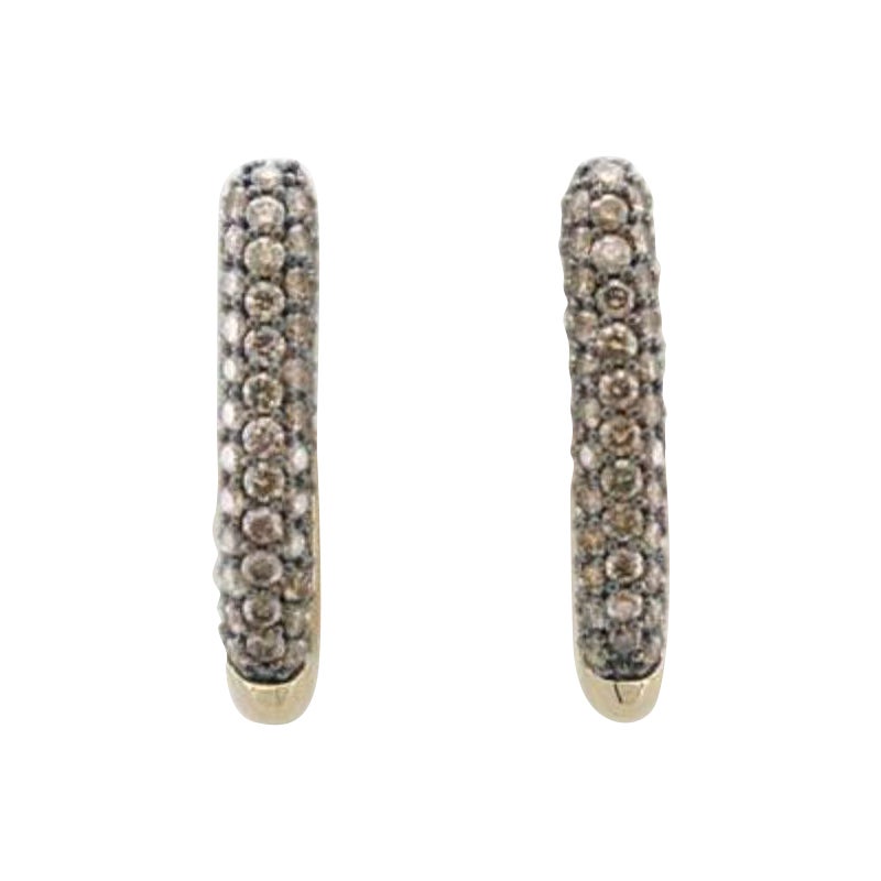Grand Sample Sale Earrings Featuring Chocolate Diamonds Set in 14k Honey Gold For Sale