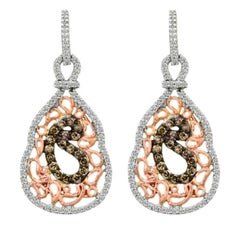 Earrings Featuring Chocolate and Vanilla Diamonds Set in 14k Two Tone Gold