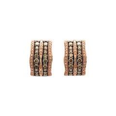 Earrings Featuring Chocolate and Vanilla Diamonds Set in 14k Strawberry Gold