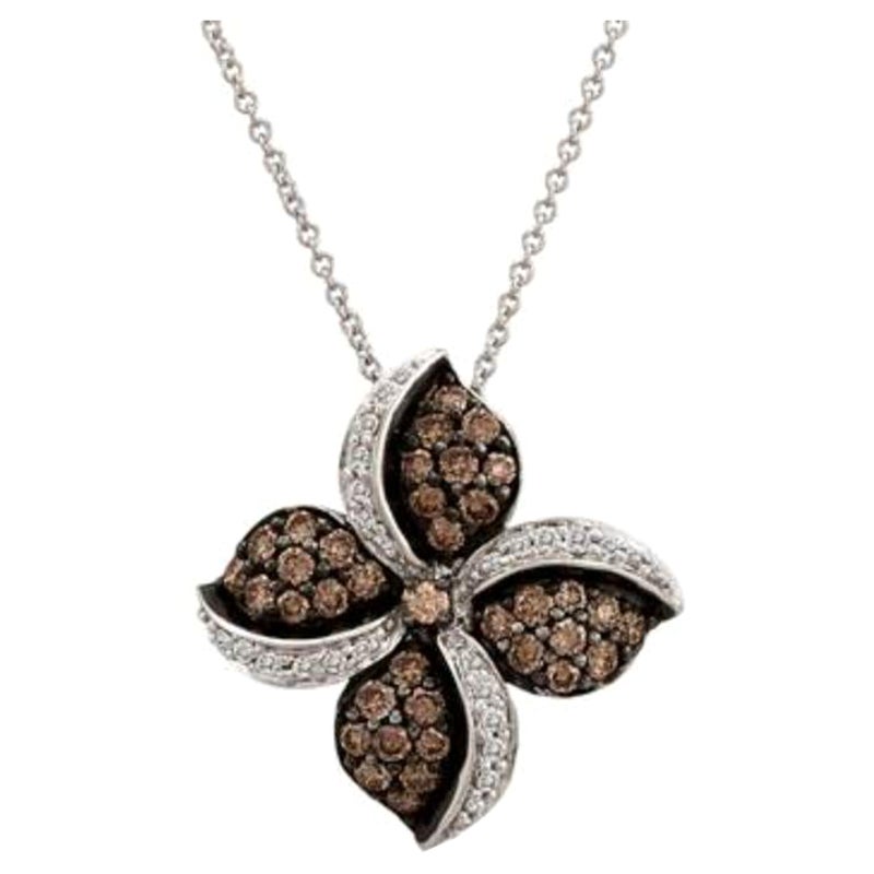 Ciondolo con diamanti cioccolato e diamanti vaniglia incastonati in oro vaniglia 14K
