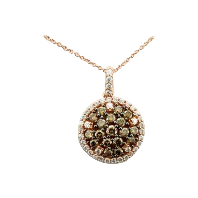 Pendant Featuring Chocolate and Vanilla Diamonds Set in 14k Strawberry Gold For Sale