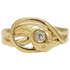Antique Victorian Diamond Gold Snake Ring 