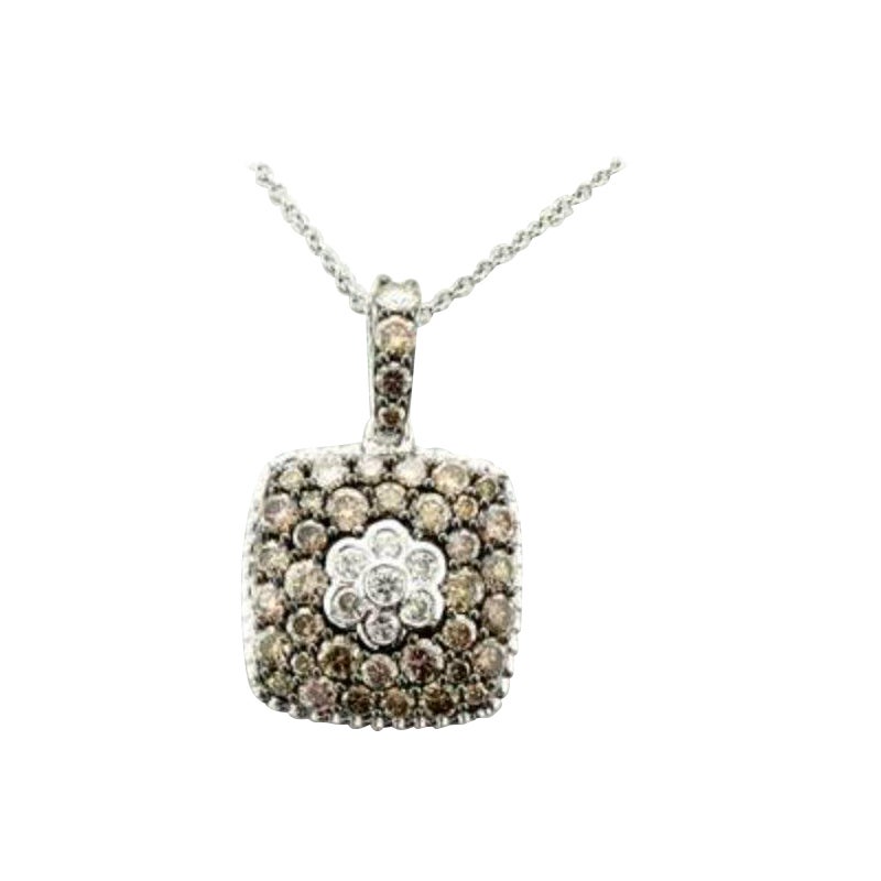 Ciondolo con diamanti cioccolato e diamanti vaniglia incastonati in oro vaniglia 14K
