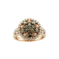 Ring Featuring Chocolate Diamonds, Vanilla Diamonds Set in 14k Strawberry Gold