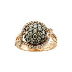 Ring Featuring Chocolate Diamonds, Vanilla Diamonds Set in 14k Strawberry Gold