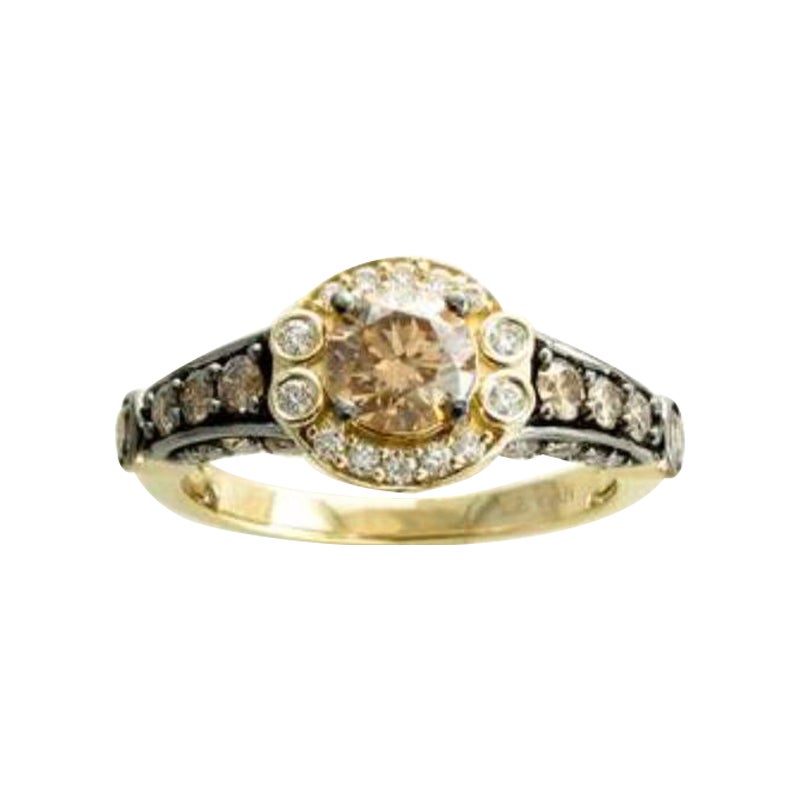 Ring Featuring Chocolate Diamonds, Vanilla Diamonds Set in 14k Honey Gold