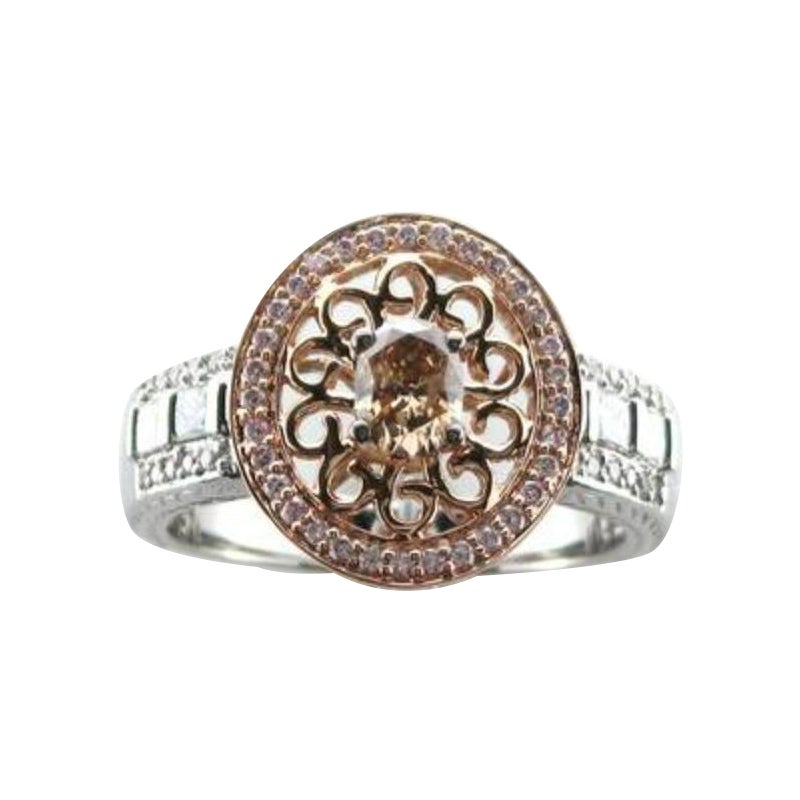 Ring Featuring Chocolate, Vanilla and Strawberry Diamonds Set in 18k Gold For Sale