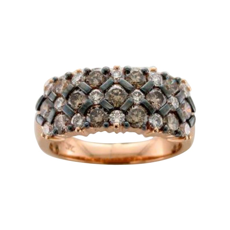 Ring mit schokoladenbraunen Diamanten und Vanilla-Diamanten in 18 Karat Erdbeergold gefasst