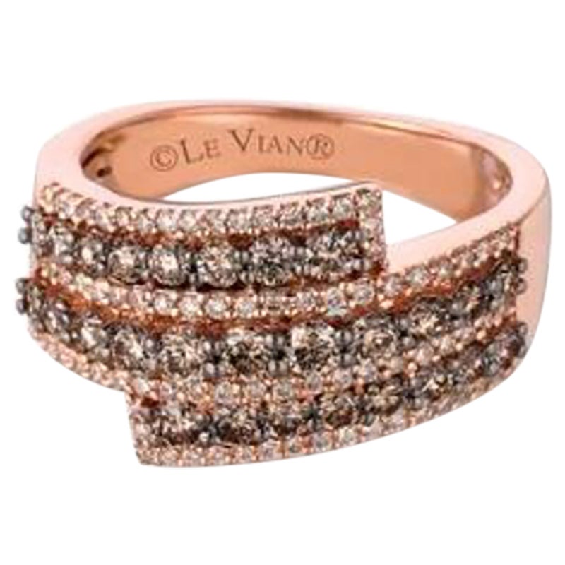 Ring Featuring Chocolate Diamonds, Vanilla Diamonds Set in 14k Strawberry Gold For Sale