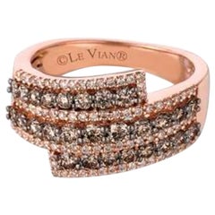 Bague avec diamants chocolat , diamants vanille sertis en or fraise 14 carats