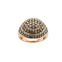 Ring mit Vanilla-Diamanten und schokoladenbraunen Diamanten aus 14 Karat Erdbeergold