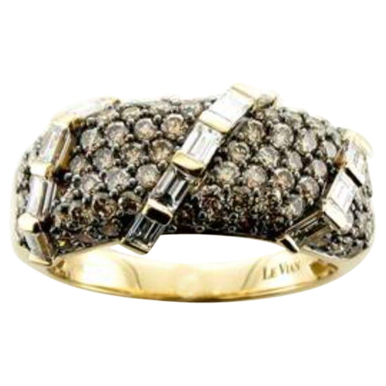 Ring Featuring Vanilla Diamonds, Chocolate Diamonds Set in 14k Honey Gold For Sale