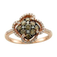 Ring Featuring Chocolate Diamonds, Vanilla Diamonds Set in 14k Strawberry Gold