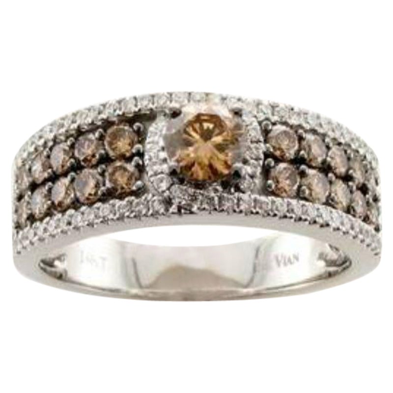 Ring Featuring Chocolate Diamonds, Vanilla Diamonds Set in 14k Vanilla Gold For Sale