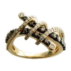 Ring Featuring Chocolate Diamonds, Vanilla Diamonds Set in 14k Honey Gold