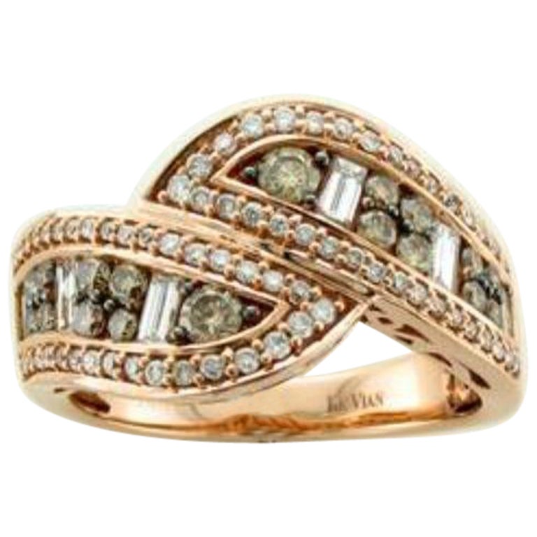 Ring Featuring Chocolate Diamonds, Vanilla Diamonds Set in 14k Strawberry Gold