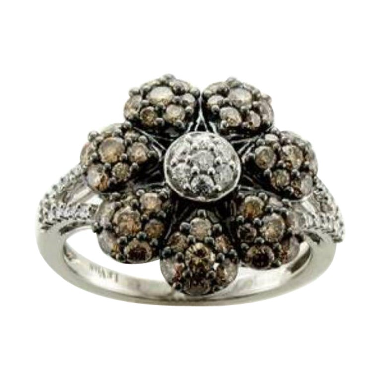 Ring Featuring Chocolate Diamonds, Vanilla Diamonds Set in 14k Vanilla Gold For Sale