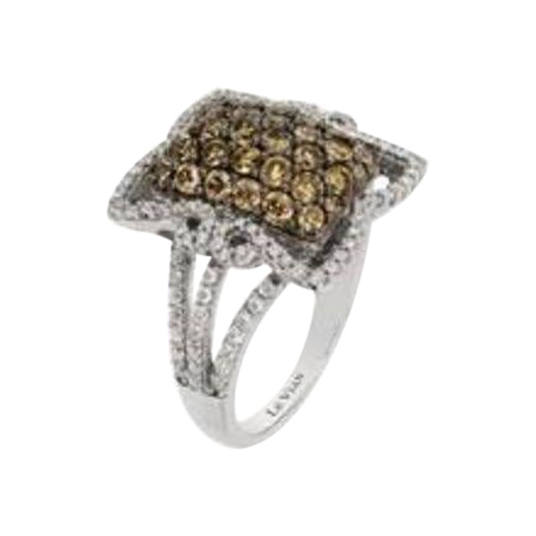 Ring Featuring Chocolate Diamonds, Vanilla Diamonds Set in 14k Vanilla Gold For Sale