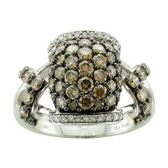 Ring Featuring Chocolate Diamonds, Vanilla Diamonds Set in 14k Vanilla Gold