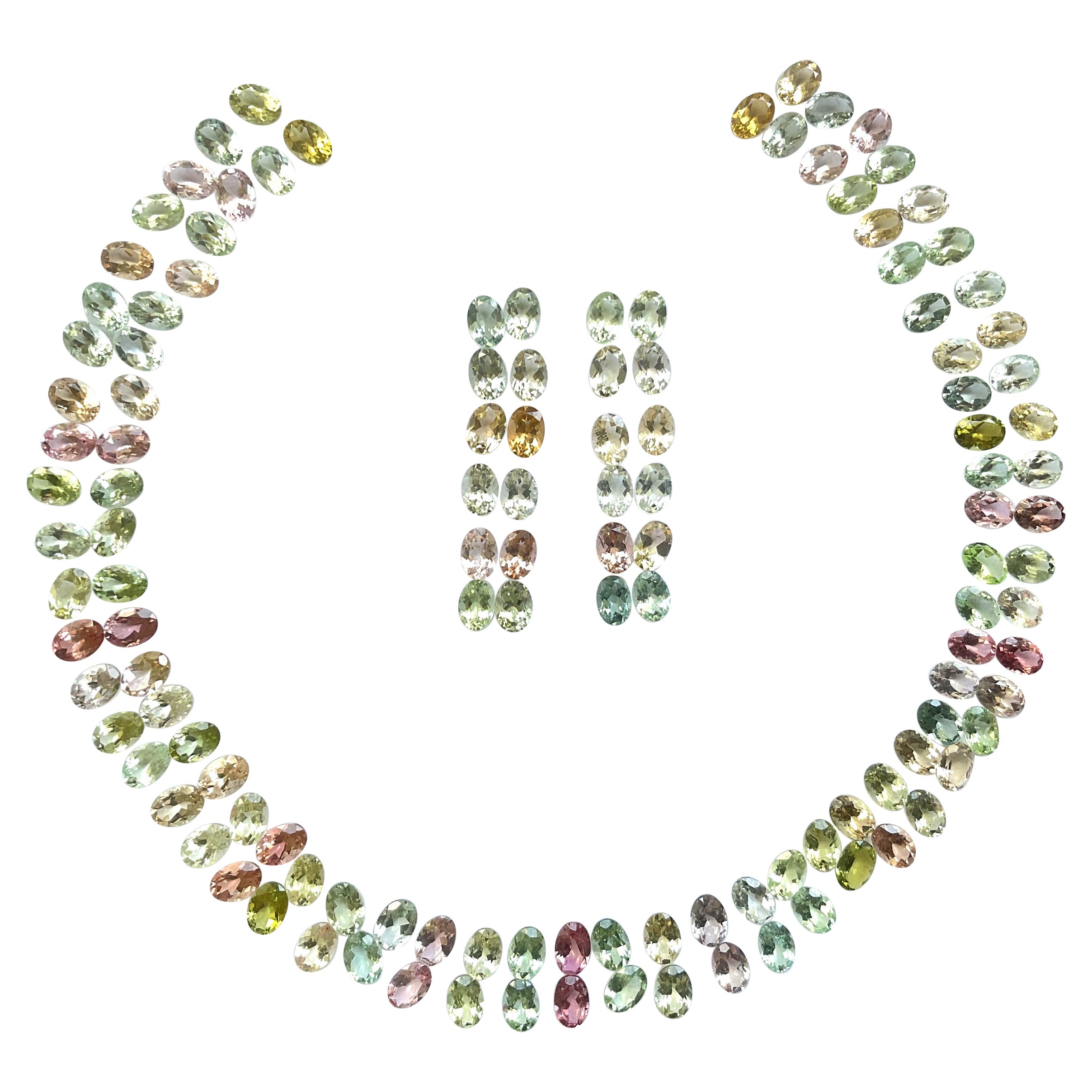 98.15 Carats Oval Tourmaline Layout Suite Faceted Cut Stones Natural Gems