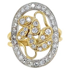Diamond Geometric Petal 18k Two-Tone Gold Ring