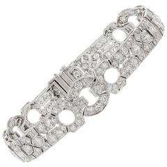 Art Deco Old European Cut Diamond Platinum Bracelet