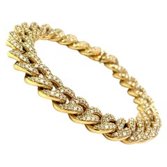 Bracelet à maillons cubains en or jaune avec diamants de 6,82 carats 
