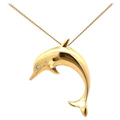 Dolphin-Diamant-Augen-Halskette aus 18 Karat Gelbgold