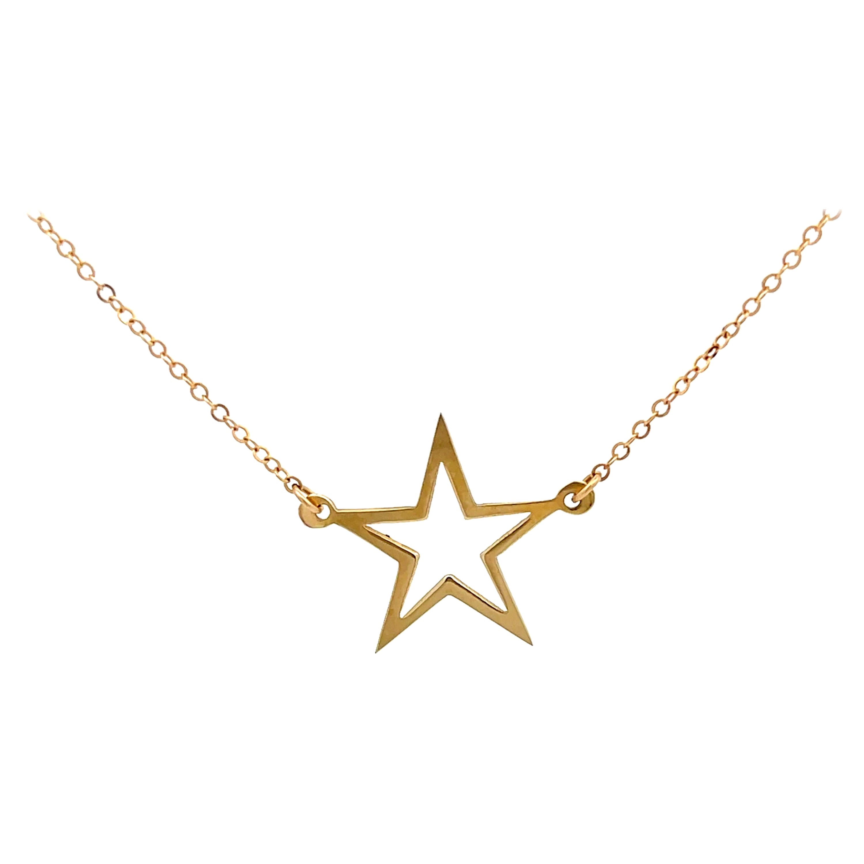 Star Necklace in 14k Yellow Gold For Sale