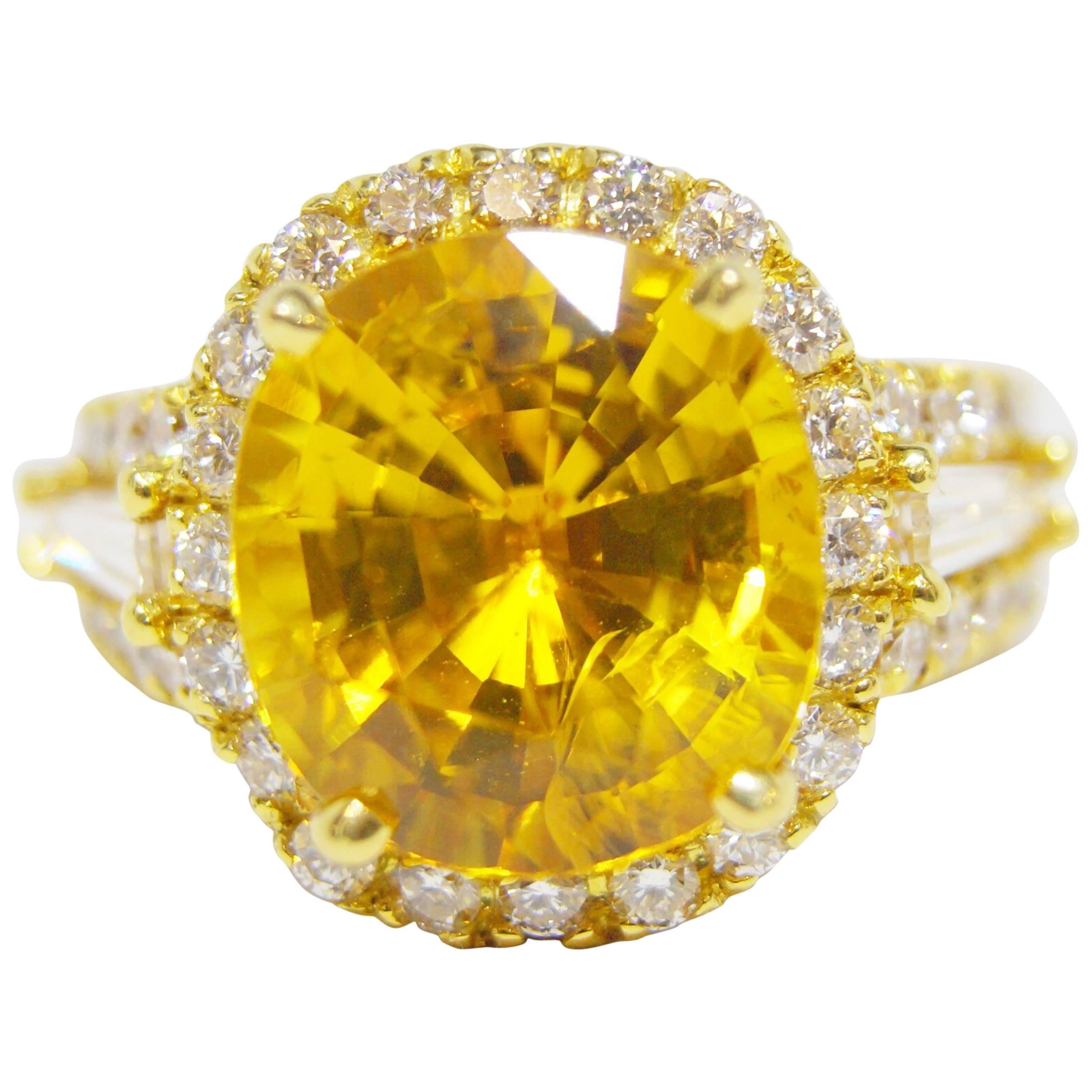 Yellow Sapphire Evening Ring For Sale