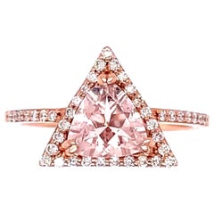 Triangle Morganite Diamond Ring in Rose Gold