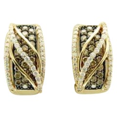 Earrings Featuring Chocolate Diamonds, Vanilla Diamonds Set in 14k Honey Gold