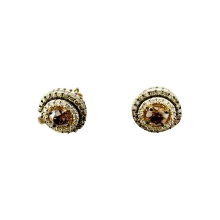 Earrings Featuring Chocolate Diamonds, Vanilla Diamonds Set in 14k Honey Gold