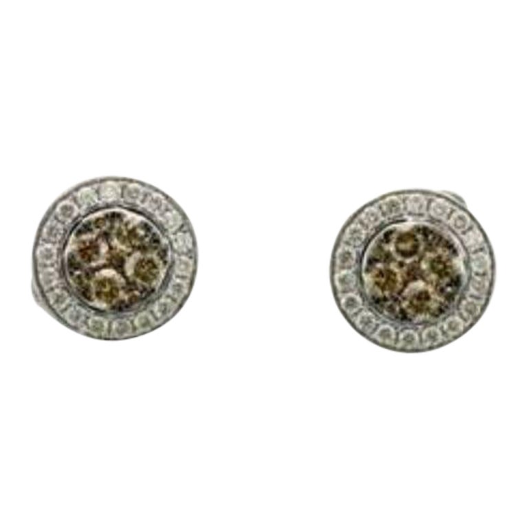 Le Vian Chocolatier Earrings in Chocolate and Vanilla Diamonds Set in 14k Gold For Sale