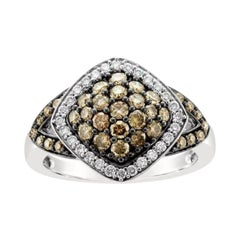 Bague avec diamants chocolat , diamants vanille sertis en or 14 carats