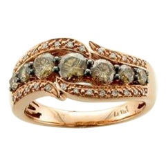 Ring Featuring Chocolate Diamonds, Vanilla Diamonds Set in 14k Strawberry Gold