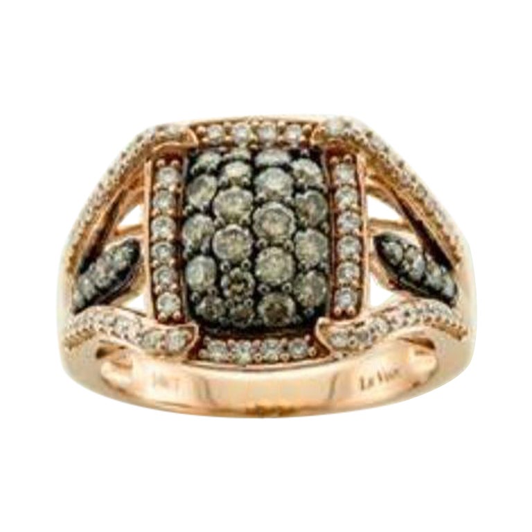 Ring mit schokoladenbraunen Diamanten und Vanilla-Diamanten in 14K Erdbeergold gefasst im Angebot