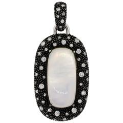 David Yurman Moonstone Diamond Melange Sterling Silver Pendant 2
