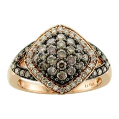 Ring Featuring Chocolate Diamonds, Vanilla Diamonds Set in 14k Strawberry Gold