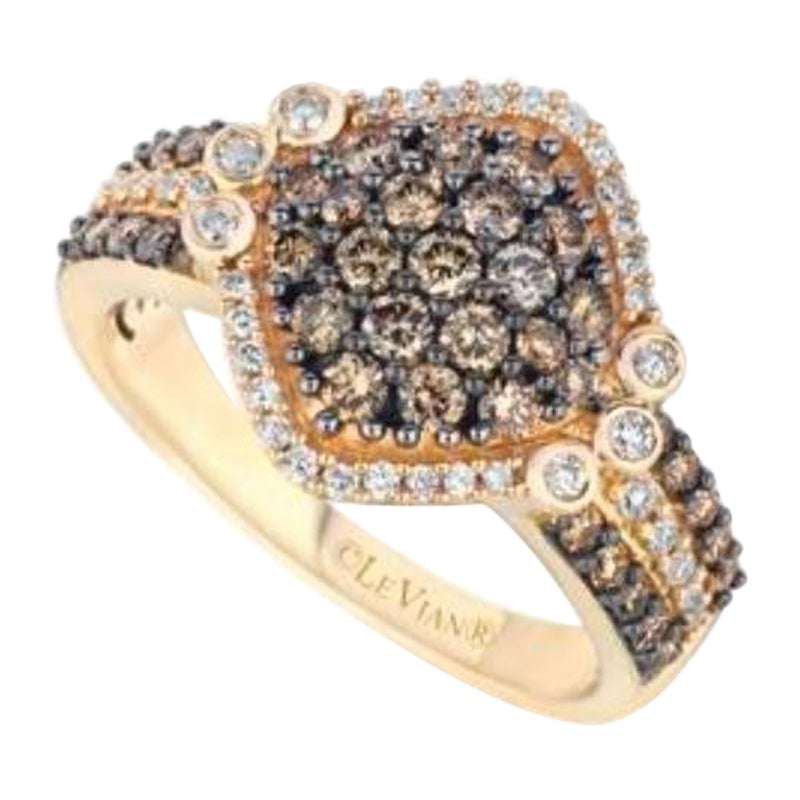 Ring Featuring Chocolate Diamonds, Vanilla Diamonds Set in 14k Honey Gold For Sale