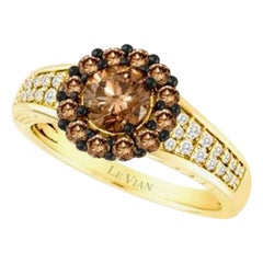 Ring mit Schokoladen-Diamanten , Vanille-Diamanten, gefasst in 14K Honey Gold