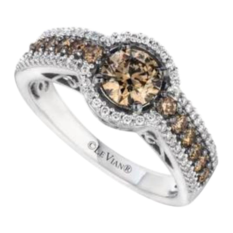 Bague avec diamants chocolat , diamants vanille sertis en or 14 carats