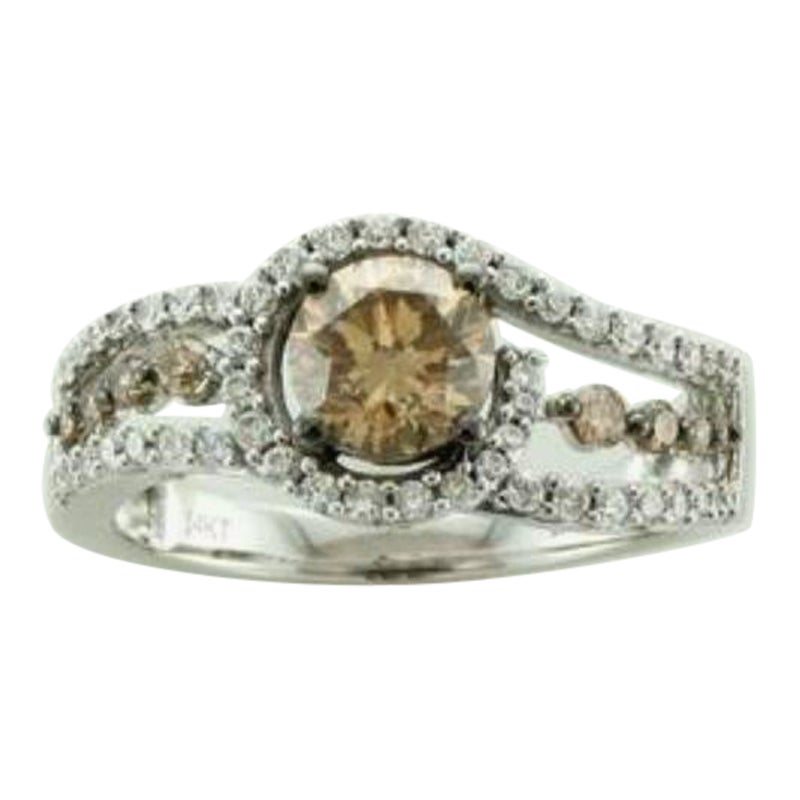 Ring Featuring Chocolate Diamonds, Vanilla Diamonds Set in 14k Vanilla Gold For Sale
