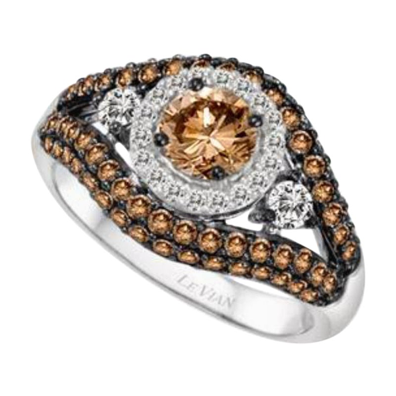Ring mit schokoladenbraunen Diamanten und Vanilla-Diamanten in 14K Vanilla-Gold gefasst im Angebot