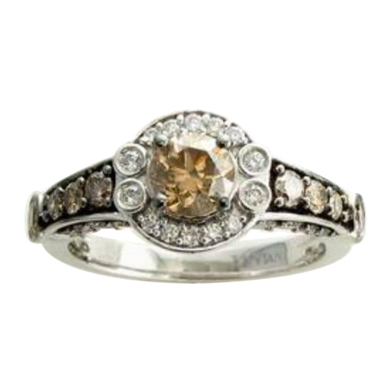 Ring Featuring Chocolate Diamonds, Vanilla Diamonds Set in 14k Vanilla Gold For Sale