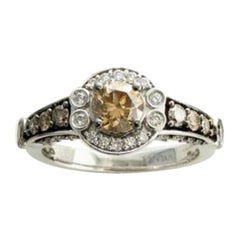 Ring Featuring Chocolate Diamonds, Vanilla Diamonds Set in 14k Vanilla Gold